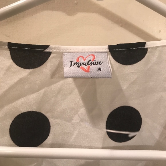 **sale**Impulsive wht/blk polka dot wrap tie top medium - Picture 2 of 7